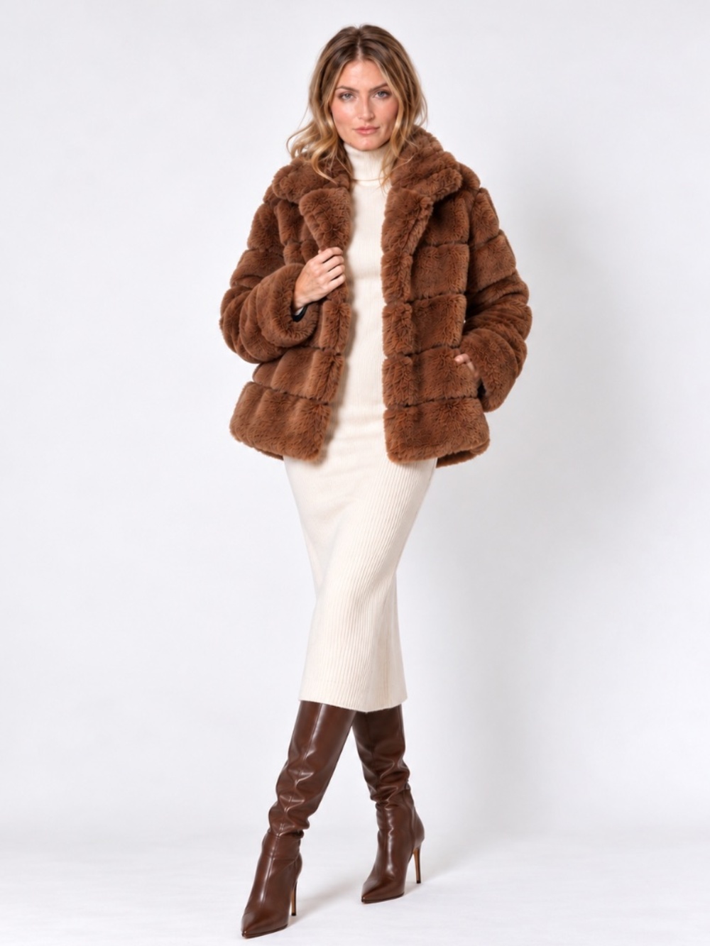 Donna Salyers Fabulous Furs Posh Faux Fur Jacket Spice Small